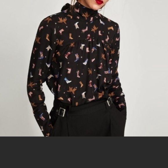 Zara Tops - NWT. Zara cowboy boot printed shirt